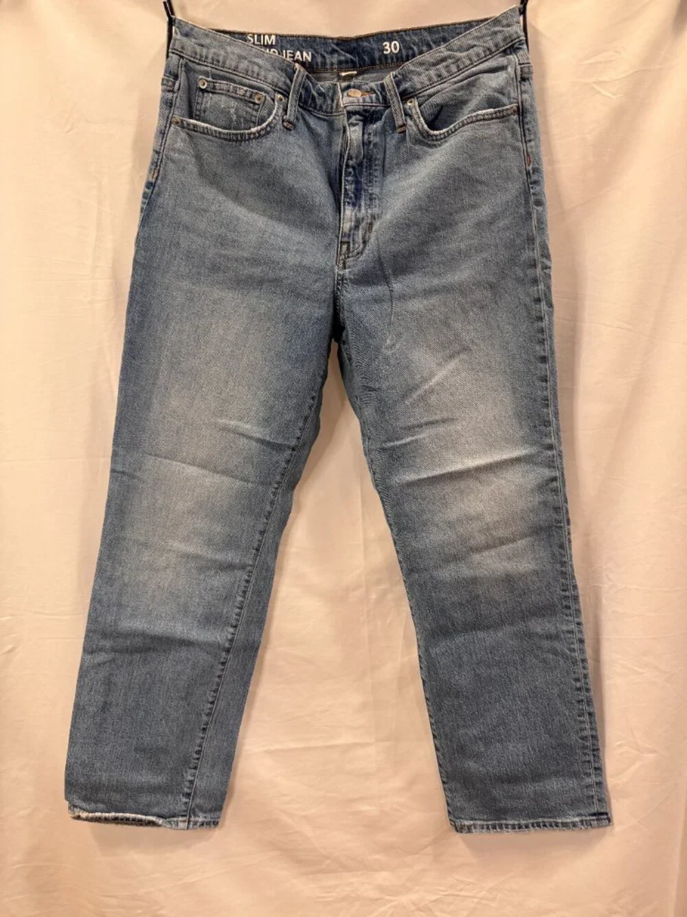 J.Crew Slim Boyfriend Jeans Medium Wash High Rise Distressed Hem 30
